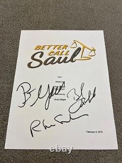 Better Call Saul Signed Autographed Pilot Episode Script Cover Odenkirk Seehorn