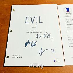 EVIL SIGNED PILOT SCRIPT BY 3 CAST KATJA HERBERS MIKE COLTER with BECKETT BAS COA