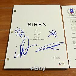Siren Signed Pilot Script By 4 Cast Alex Roe Eline Powell Beckett Coa
