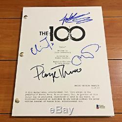 THE 100 HUNDRED SIGNED PILOT SCRIPT BY 3 CAST ELIZA TAYLOR with BECKETT BAS COA